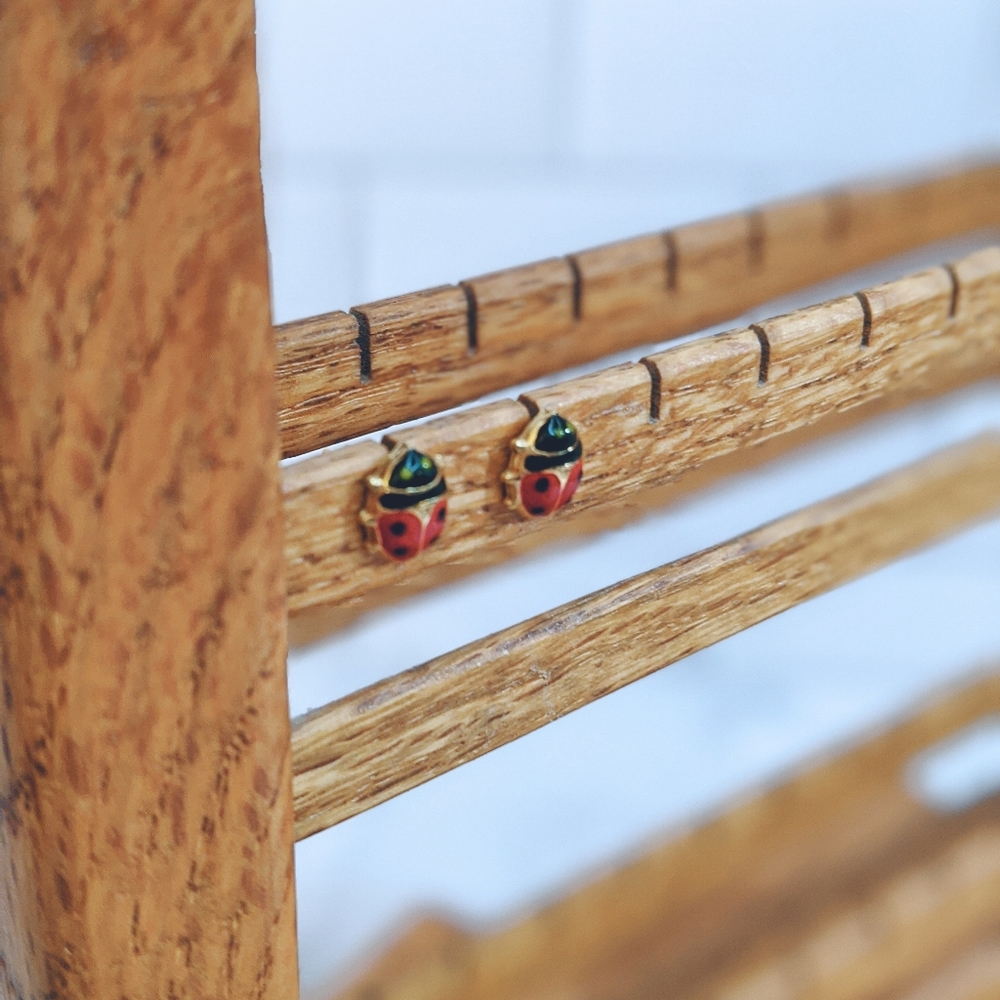 14k Ladybug Stud Post Earrings - image 1